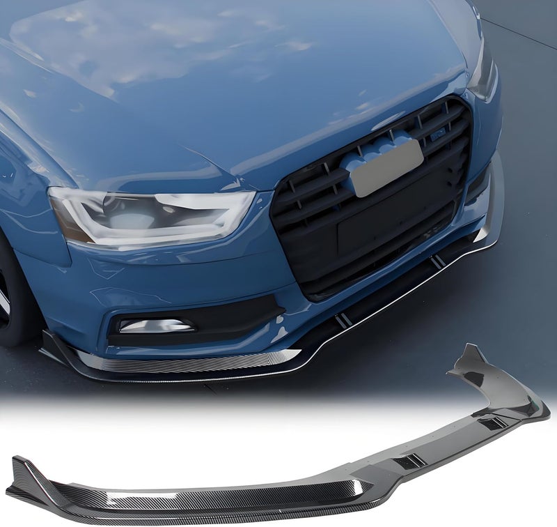 NeespoC Front Bumper Lip Splitter Spoiler Fit for Audi S5/ A5 S-Line/ A5 B8 B8.5 2008-2017 + S4/ A4 S-Line/ A4 B8 B8.5 2008-2016, Carbon Fiber Style Coating 3pcs Accessories Air Chin Body Kit - Image 1